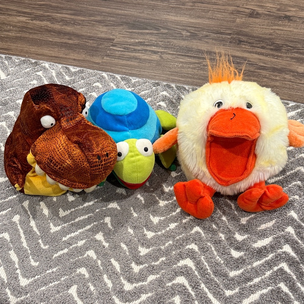 Puppet Dinosaur, Frog, and Duck Toy Set